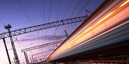Speeding train at night